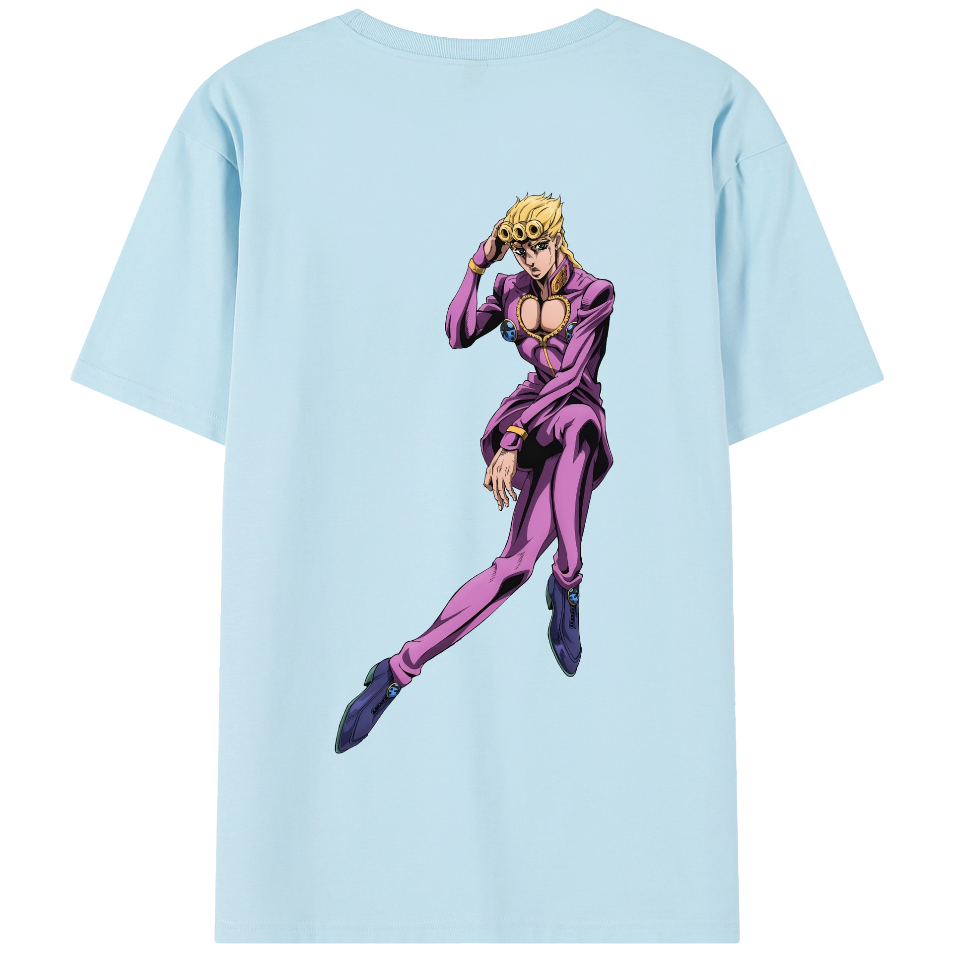 （画像用） ジョジョの奇妙な冒険 ジョルノ?ジョバァーナ JoJo's Bizarre Adventure Giorno Giovanna 綿100％半袖Tシャツ（背面プリント）